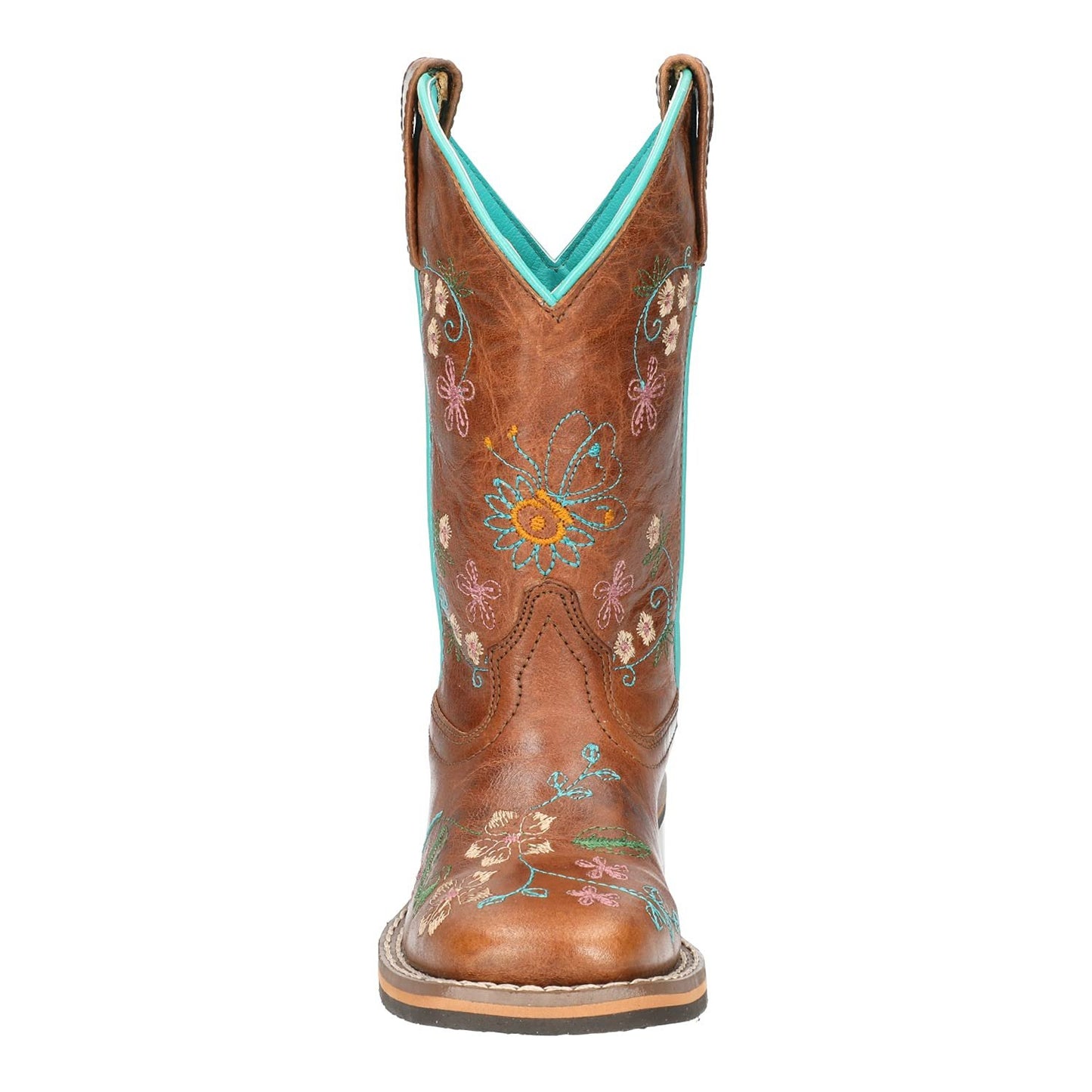 Smoky Children's Kid's Floralie Brown Leather Western Cowboy Boot