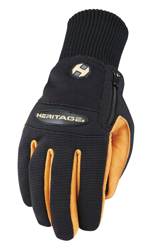 Heritage Winter Work Gloves, Size 12, Black/Tan