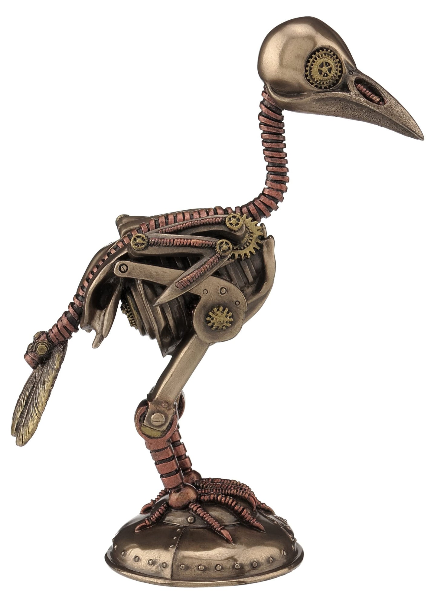 Unicorn Studio 7 1/8 Inch Steampunk Crow Skeleton Resin Sculpture Cold Cast Bronze Finish