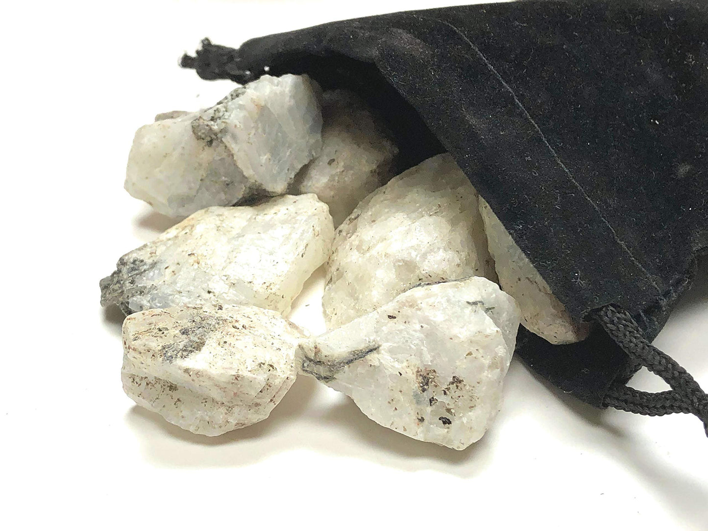 Zentron Crystal Collection Rough Rainbow Moonstone - Large 1" Pieces in Velvet Bag