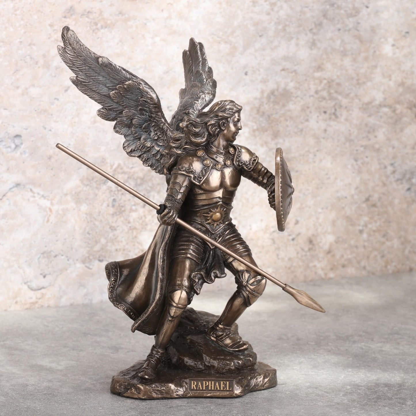 Unicorn Studio 9 1/2 Inch Archangel Raphael Cold Cast Resin Antique Bronze Finish Statue