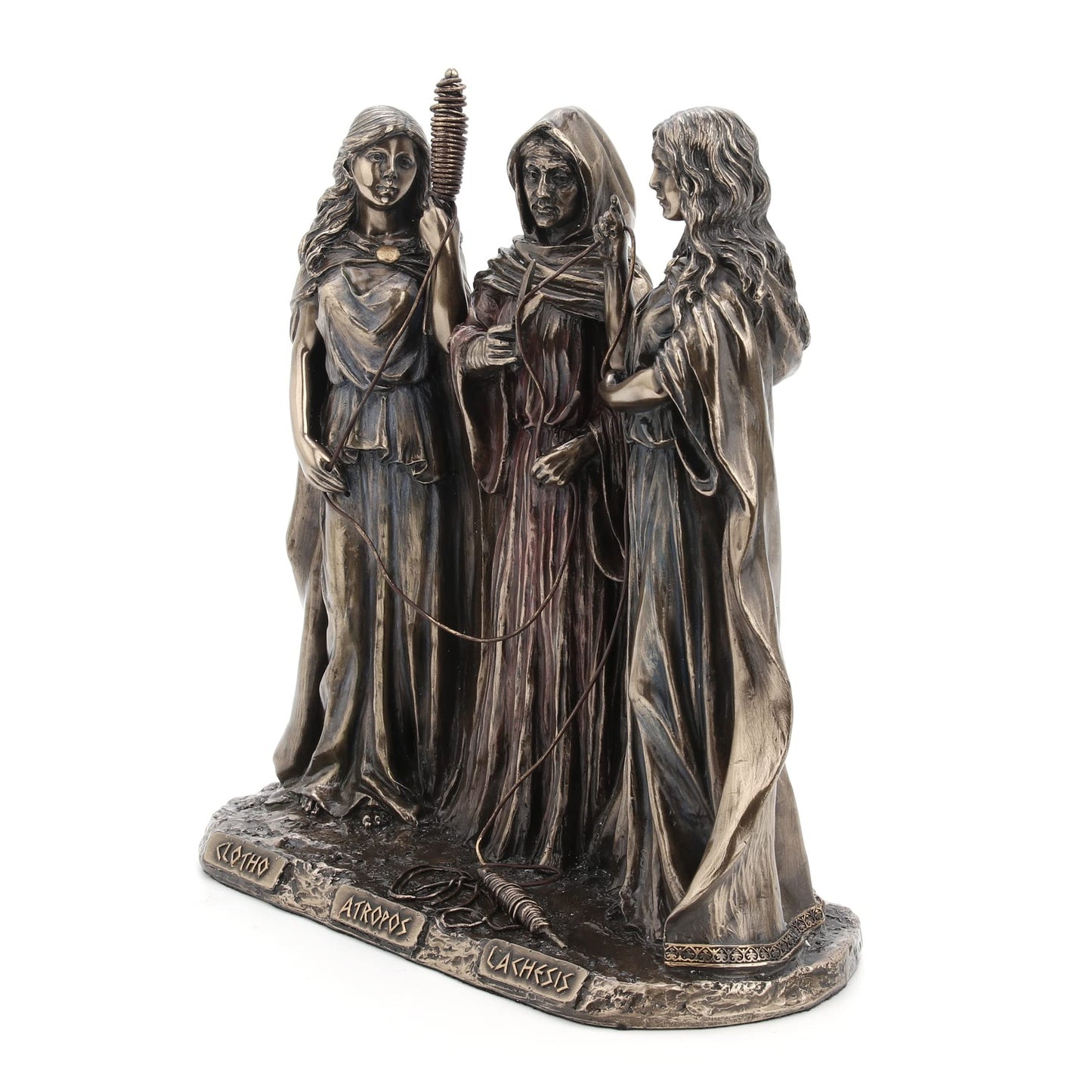 The Three Fates of Destiny Cold Cast Resin Antique Bronze Finish Greek Statue