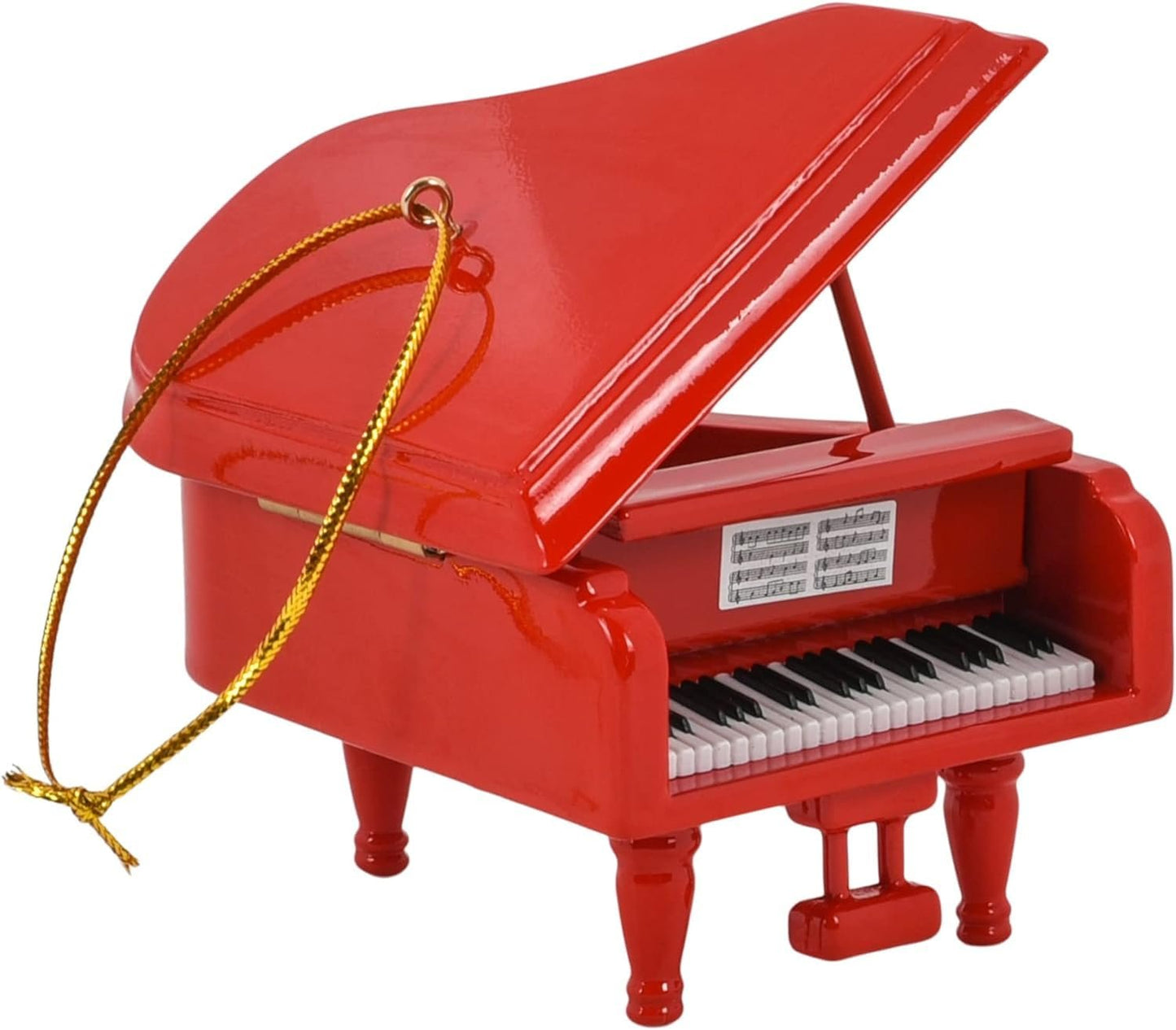 Broadway Gifts Co Cherry Red Grand Piano 3.5 inch Wood Hanging Ornament