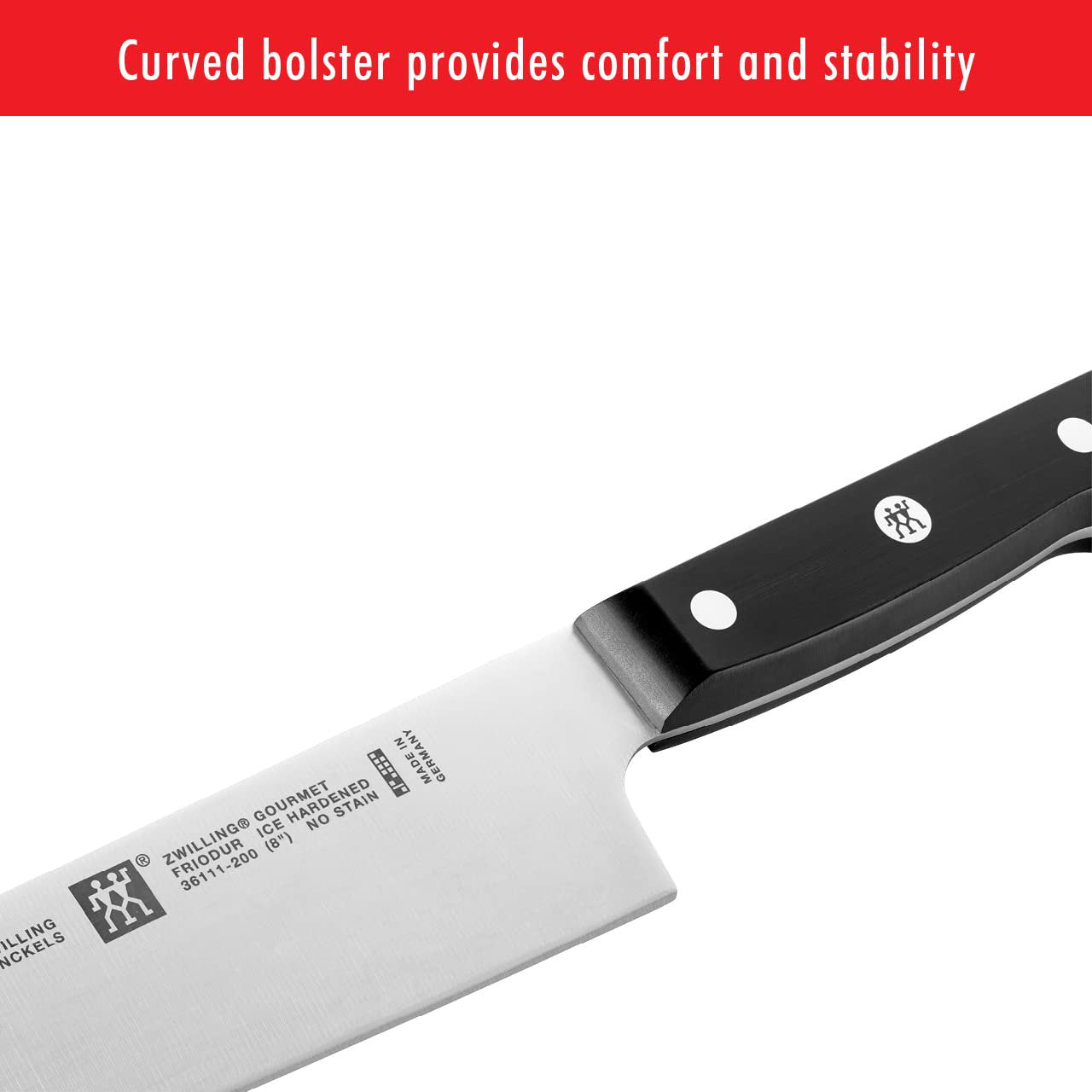 ZWILLING Gourmet 8-inch Chef’s Knife, Kitchen Knife, Black, Stainless Steel