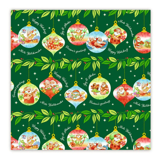 Santas Island Holiday Hawaiian Christmas Wrapping Paper Set of 2