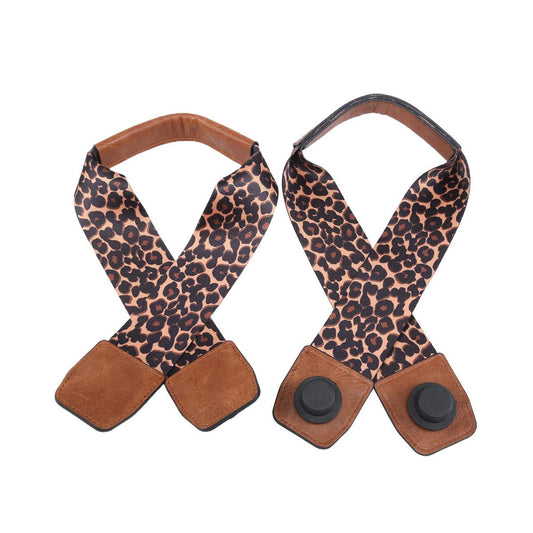 Jen & Co. Versa Tote Guitar Straps in Leopard - Stylish Nylon and Vegan Leather Strap for Tote Bag, Large Handbag Purse Straps, Replacement Beach Tote Strap