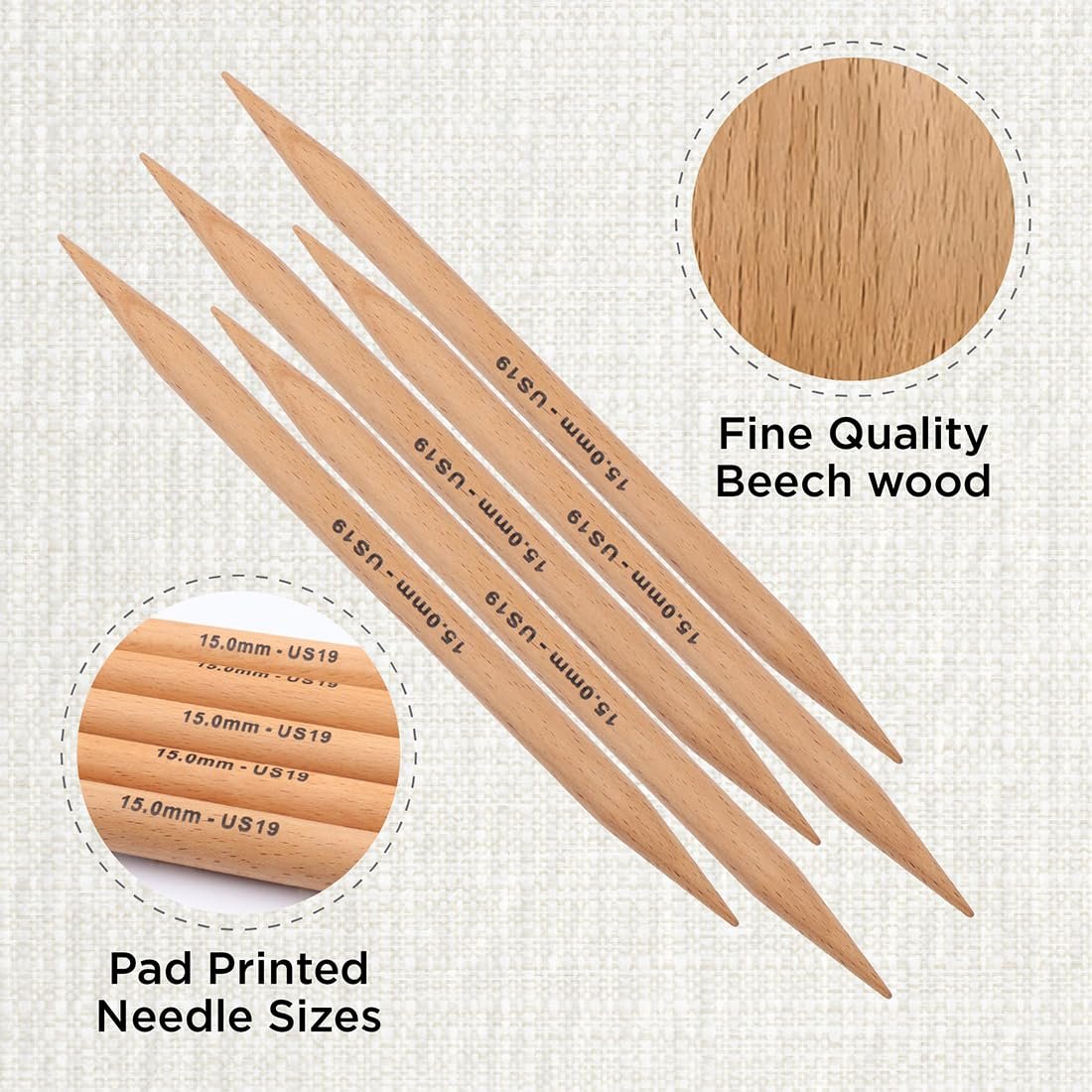 KnitPro Basix Beech Double Pointed Needles 8" (20cm)