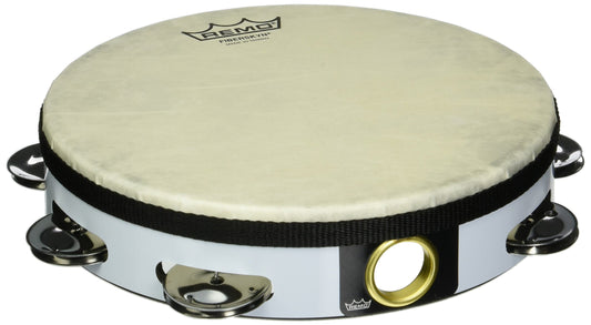 Remo Tambourine, Pretuned, 8" Diameter, 8 Pairs Jingles x 1 Row, QUADURA® White