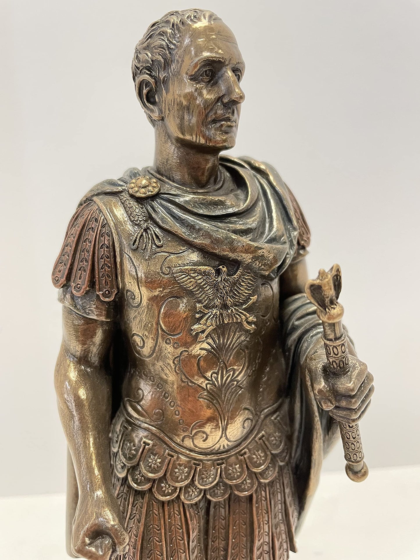 Gaius Julius Caesar in Roman Military Uniform Statue Bronze Finish