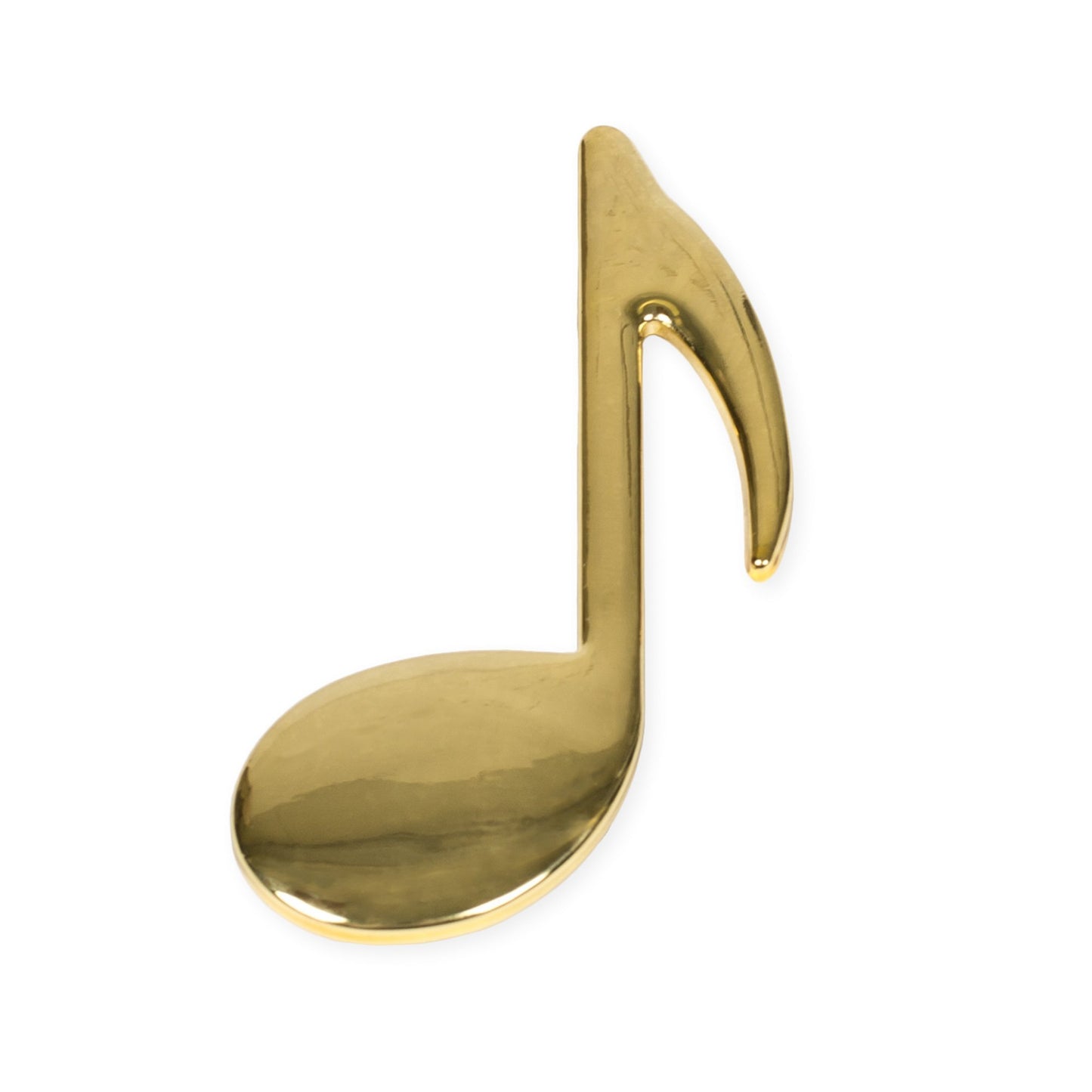 Eighth Music Note Metallic Gold Tone 2 x 3.5 Resin Stone Refrigerator Magnet