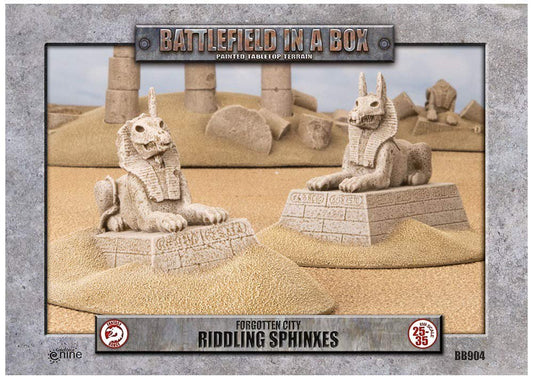 Battlefield In A Box: Forgotten City Riddling Sphinxes (BB904) - Includes 2 Pre-Painted Sphinxes, 35mm Terrain, Gale Force Nine, Tabletop Ready Scenery, Roleplaying Game Terrain, RPG Accessories