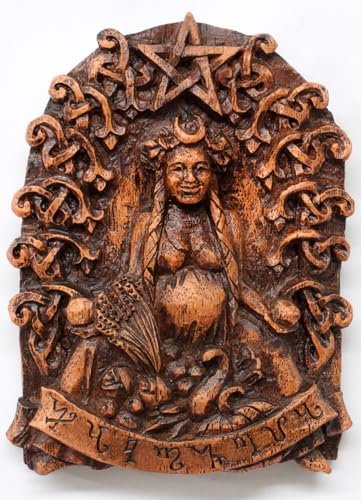 Dryad Design Habondia Wall Plaque - Celtic Goddess of Prosperity Home Decor (Wood Finish)