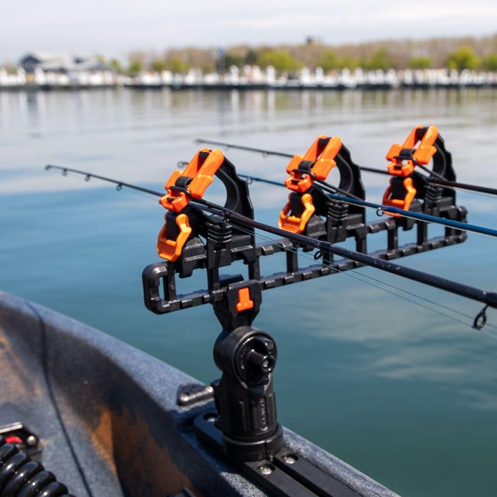 YakAttack SideStage Pro Rod Rack - Set of 2 with Style Options | Horizontal Fishing Rod Holder & Stager | Includes ClickTrac Rails & FlipGrips | Made in USA