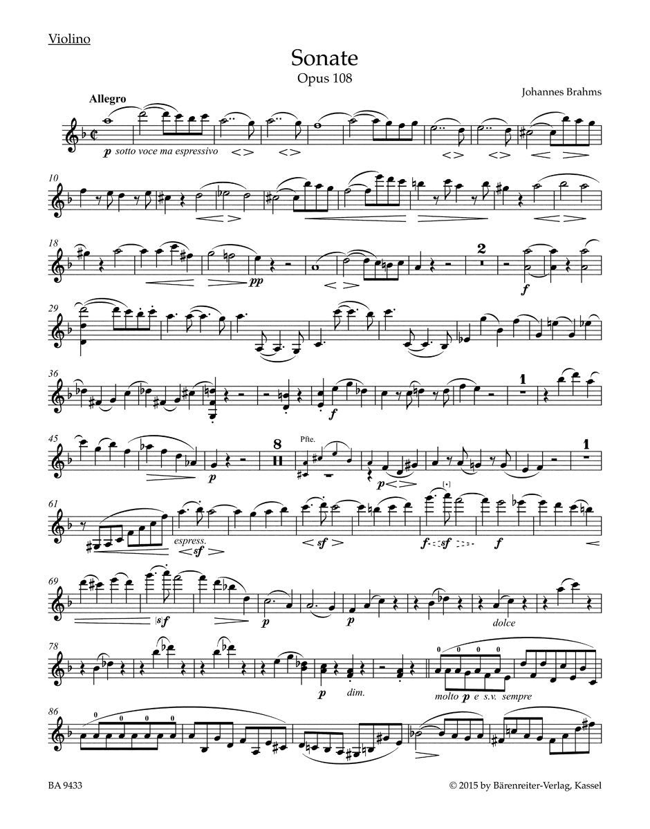 Sonata for Violin and Piano in D minor Op.108