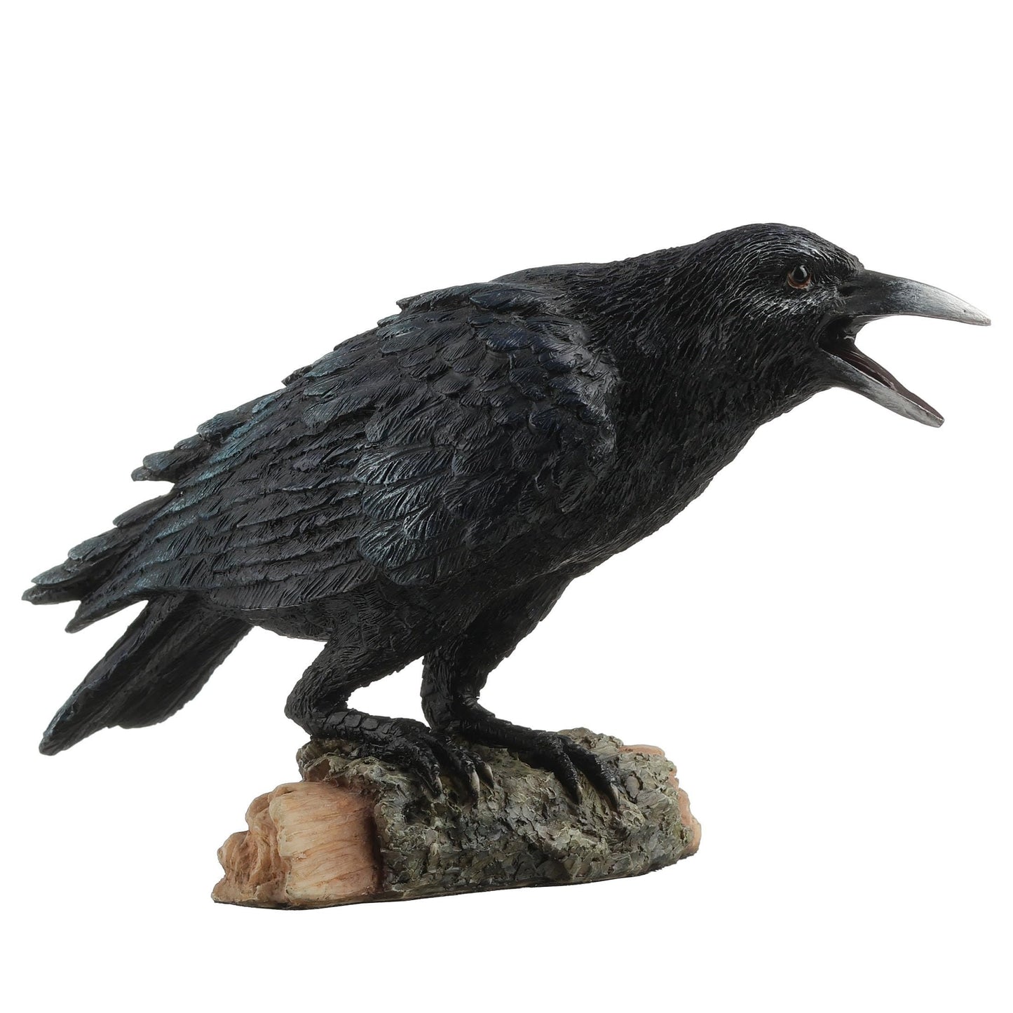 Veronese Design 7 5/8 Inch Crow Standing On Small Log Hand Painted Polyresin Sculpture Animal Figurine Home Decor