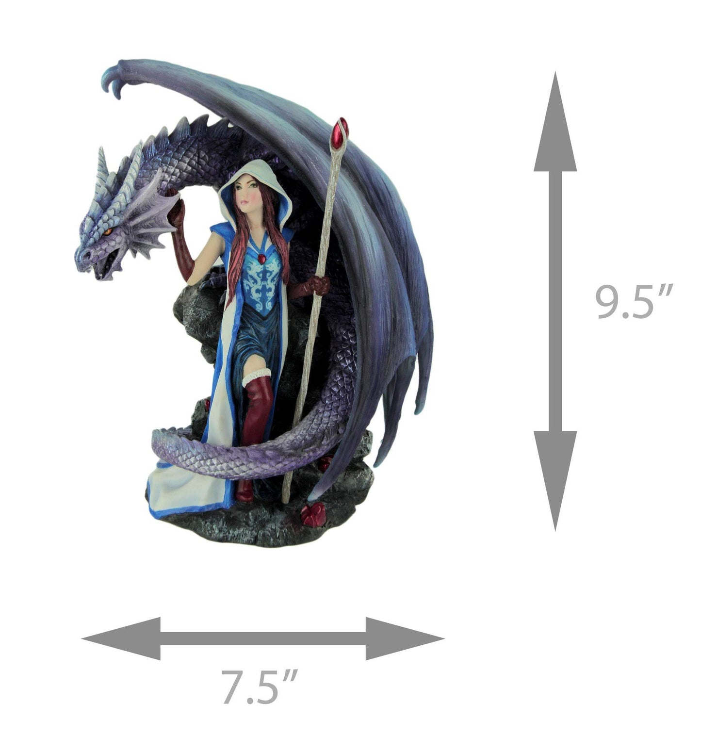 Veronese Design Dragon's Mage by Anne Stoke Sorceress and Dragon Statue