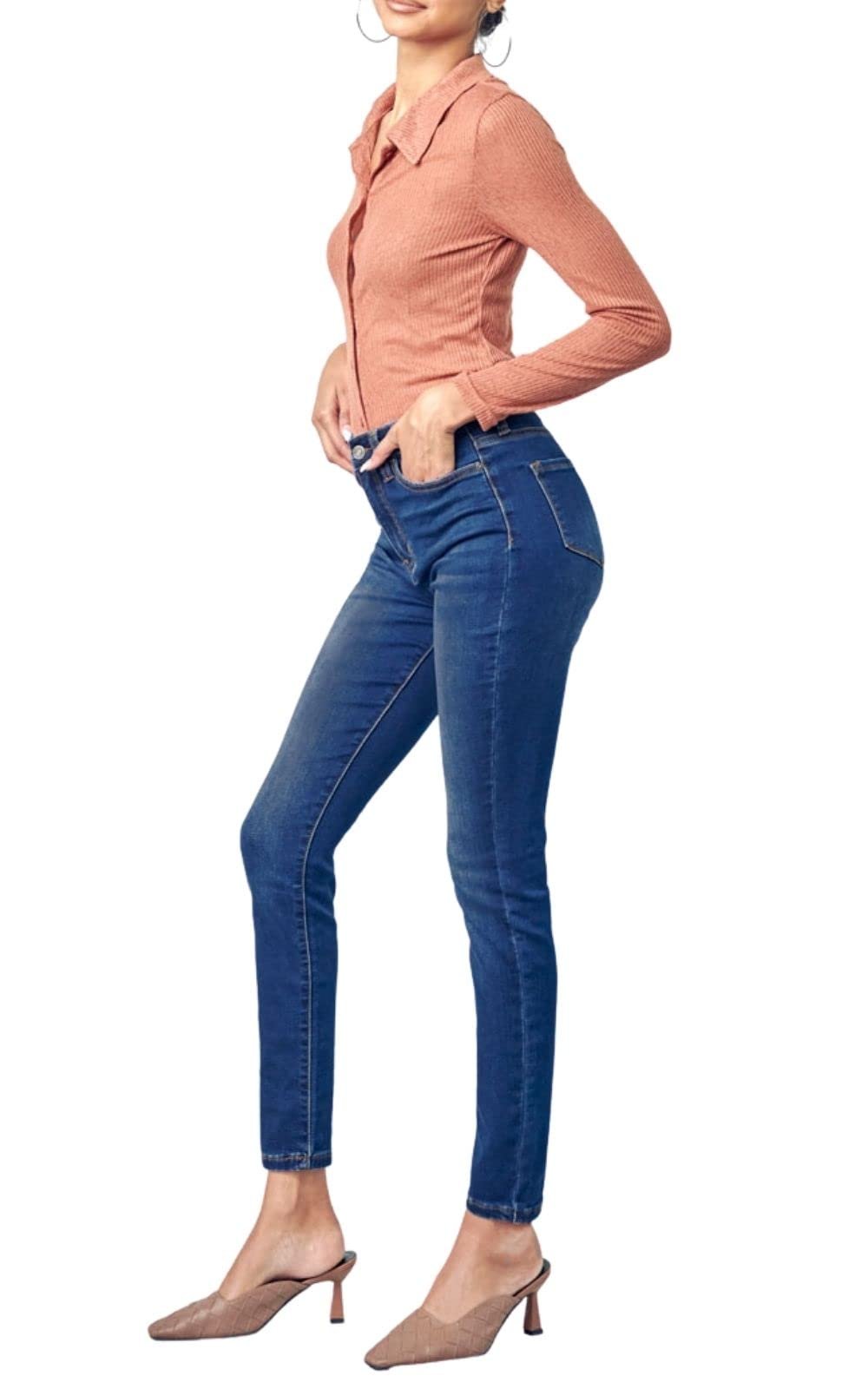 Kan Can HIGH Rise Dark WASH Super Skinny Jeans KC5002D