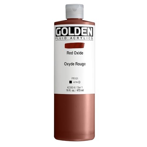 Fluid Acrylics by GOLDEN, Red Oxide, 16 fl. oz. Bottle, Professional Acrylic Paint, Opaque
