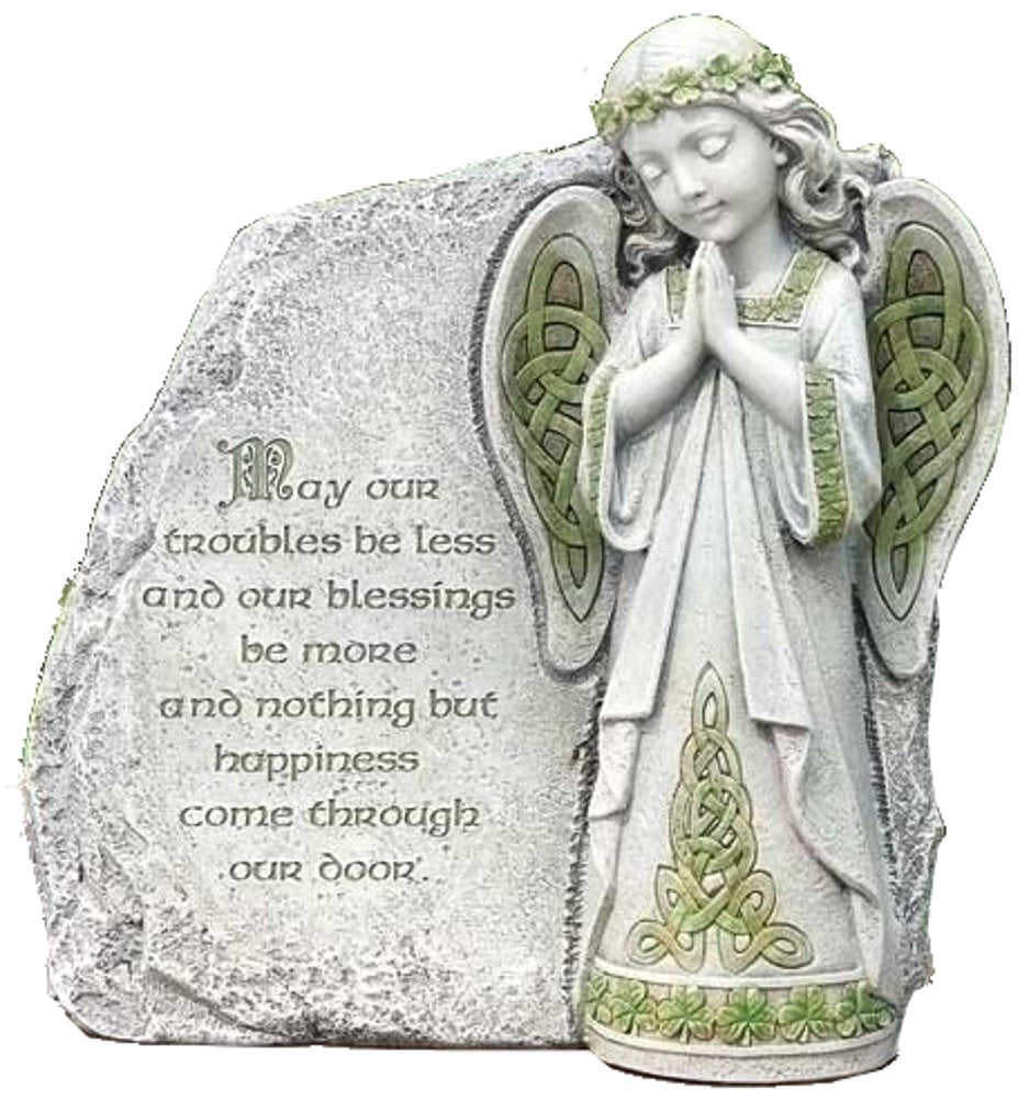 Roman Joseph's Studio, 9.75" H Irish Angel and Blessing Garden Stone, Outdoor Religious Decor