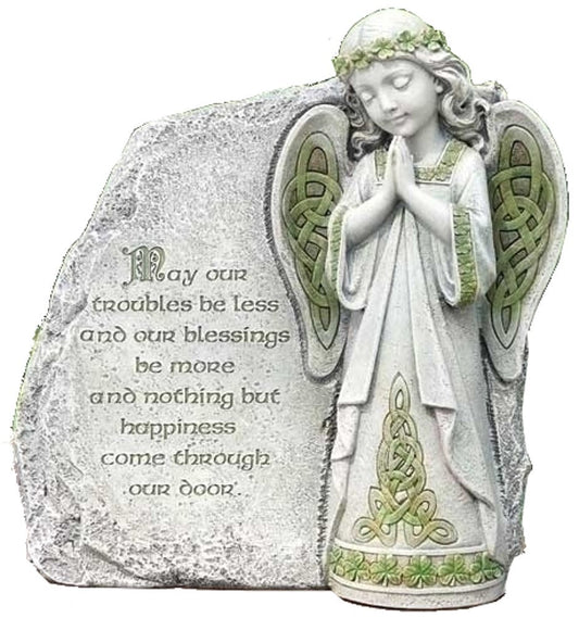 Roman Joseph's Studio, 9.75" H Irish Angel and Blessing Garden Stone, Outdoor Religious Decor