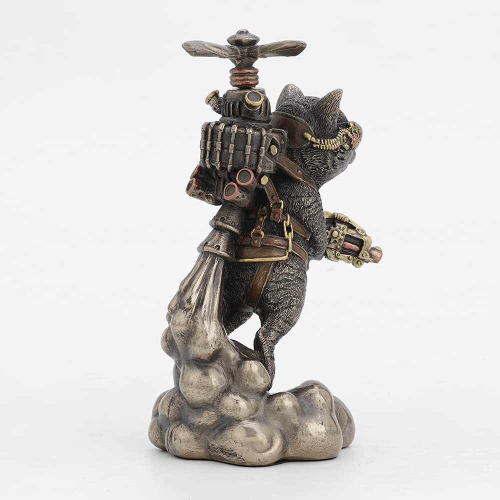 Veronese Design 5 1/2 Inch Tall Steampunk Cat Propeller Animal Collecitble Figurine Cold Cast Bronzed Resin Statue