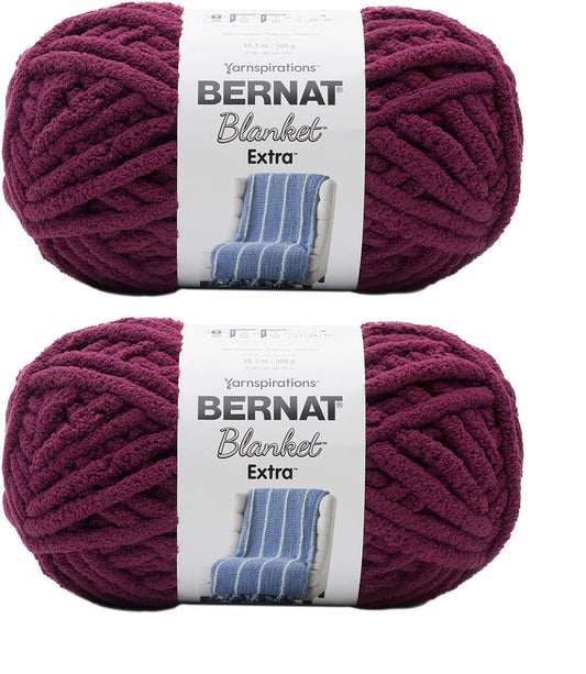 Bernat Blanket Extra Blanket Yarn, Jumbo Gauge 7, Burgundy Plum 2-Pack