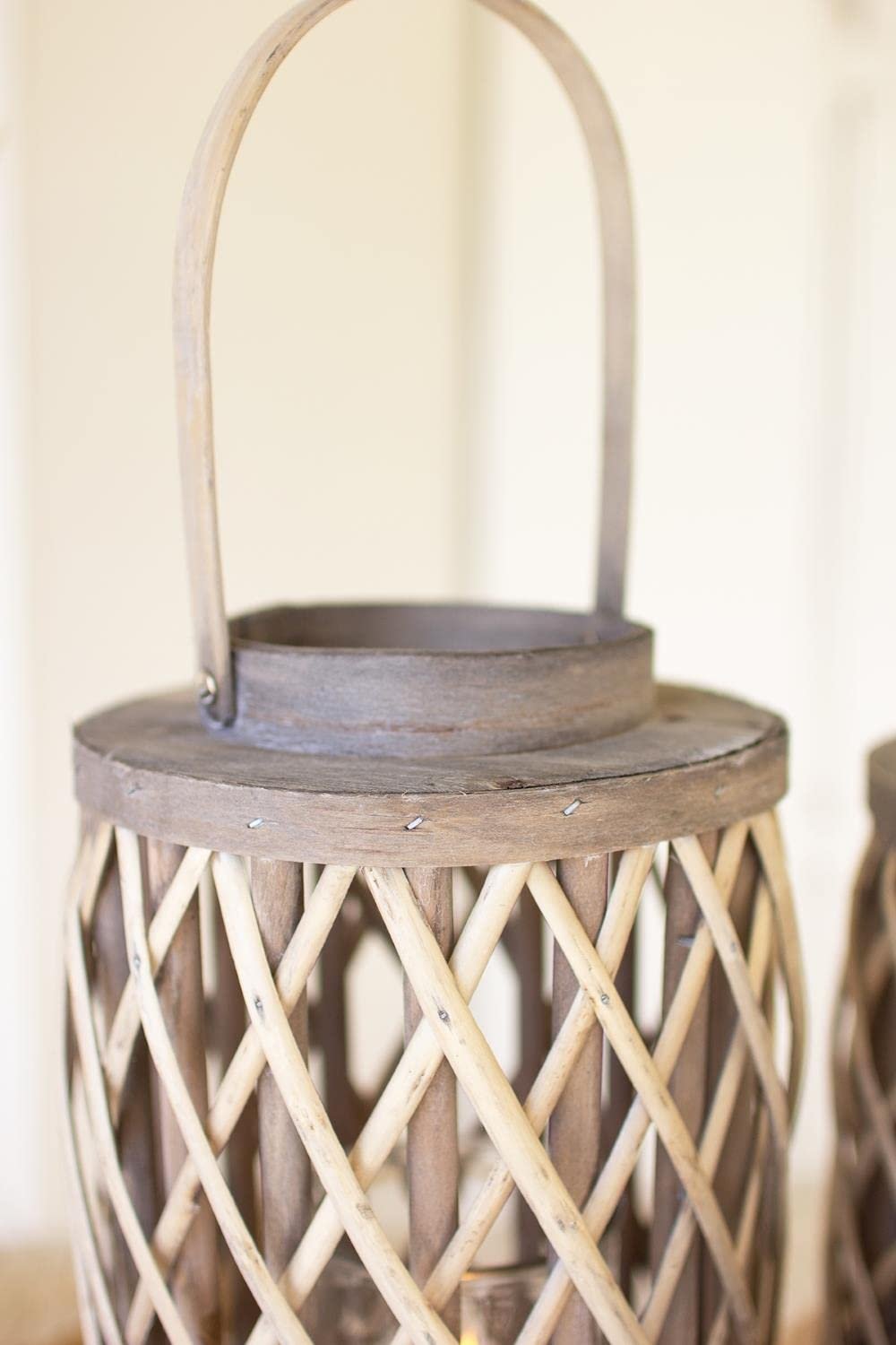 Set Of Four Grey Willow Cylinder Lanterns