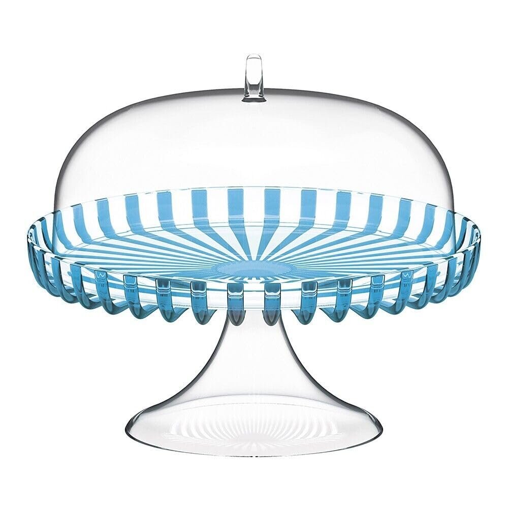 Guzzini Dolcevita 12" Footed Cake Stand with Dome Lid - Turquoise, Multi - Purpose Use for Dessert Table, Cupcake Stand, Cake Display, BPA-Free Display Stand for Parties, Weddings, Kitchen