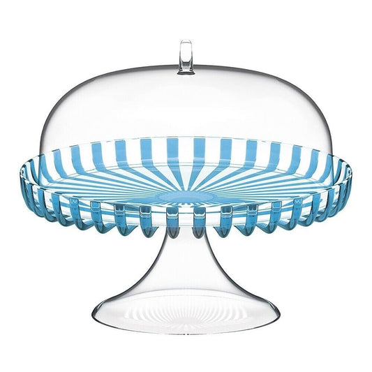 Guzzini Dolcevita 12" Footed Cake Stand with Dome Lid - Turquoise, Multi - Purpose Use for Dessert Table, Cupcake Stand, Cake Display, BPA-Free Display Stand for Parties, Weddings, Kitchen