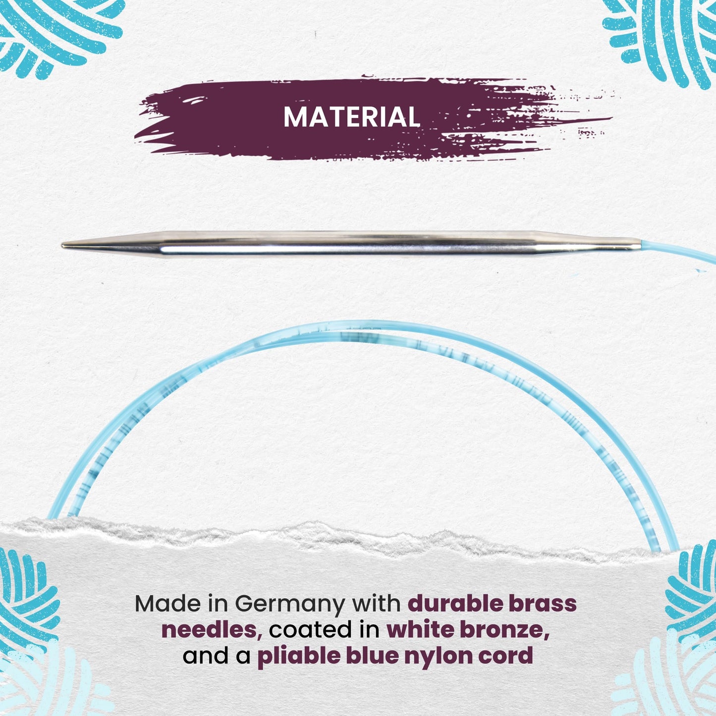 skacel by addi Circular Knitting Needles, 32 Inch (80 cm) Rocket Round Brass Knitting Needle Pair with Nylon Cord, 5.5 mm (US Size 9)