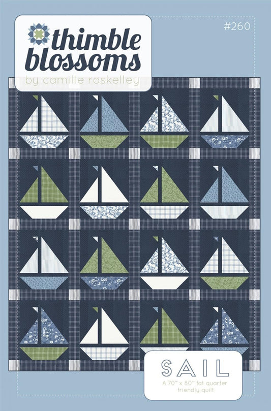 United Fabrics SAIL Fat Quarter Friendly Quilt Pattern by Thimble Blossoms 70" x 80" Quilt