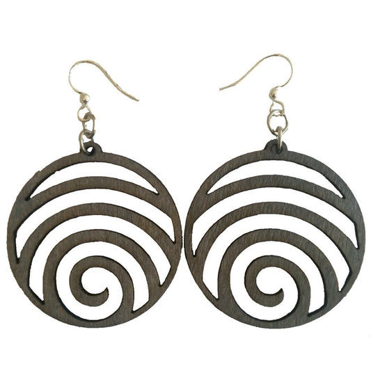 Green Tree Jewelry Wave laser-cut wood earrings sustainable eco-jewelry CHOOSE COLOR #1054 (Gray)