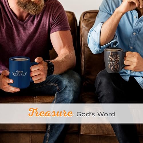 Christian Art Gifts Large Ceramic Coffee & Tea Mugs for Men & Women with Inspirational Scripture, Durable Easy Hold Handle Non-toxic, Lead/Cadmium-free, Multicolor Novelty Drinkware, 14 oz.