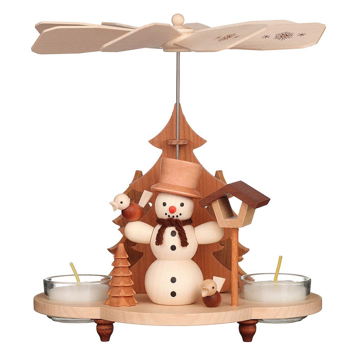 1-tier German Christmas Pyramid - Snowman - 19,5cm / 8 inches - Christian Ulbricht