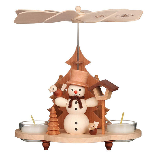 1-tier German Christmas Pyramid - Snowman - 19,5cm / 8 inches - Christian Ulbricht