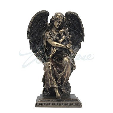 Unicorn Studios WU76517A4 Guardian Angel Sitting & Holding A Little Girl - Bronze