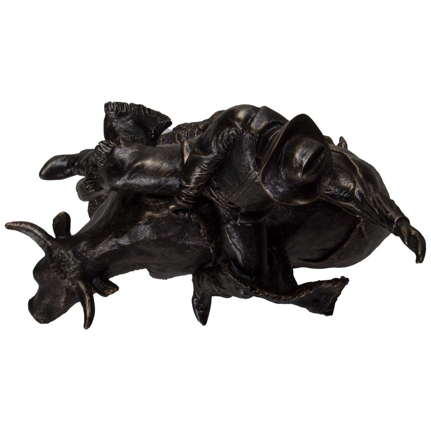 Pacific Giftware American Cowboy on Bull Resin Figurine- Bronze Finish