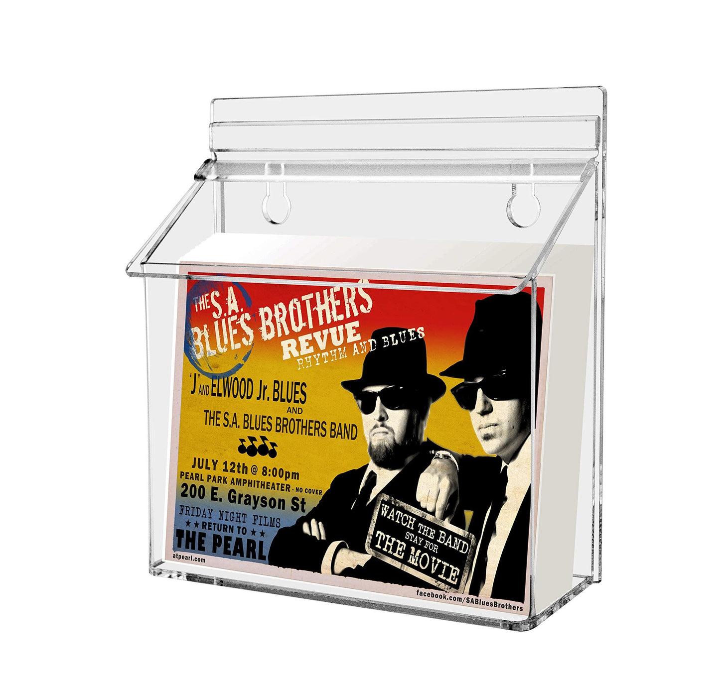 Marketing Holders Outdoor Brochure Holder Holds 7.5" x 5.5" Advertising Postcards Clear Acrylic Wall Mount Box with Lid Includes Sticker and Adhesive Strips