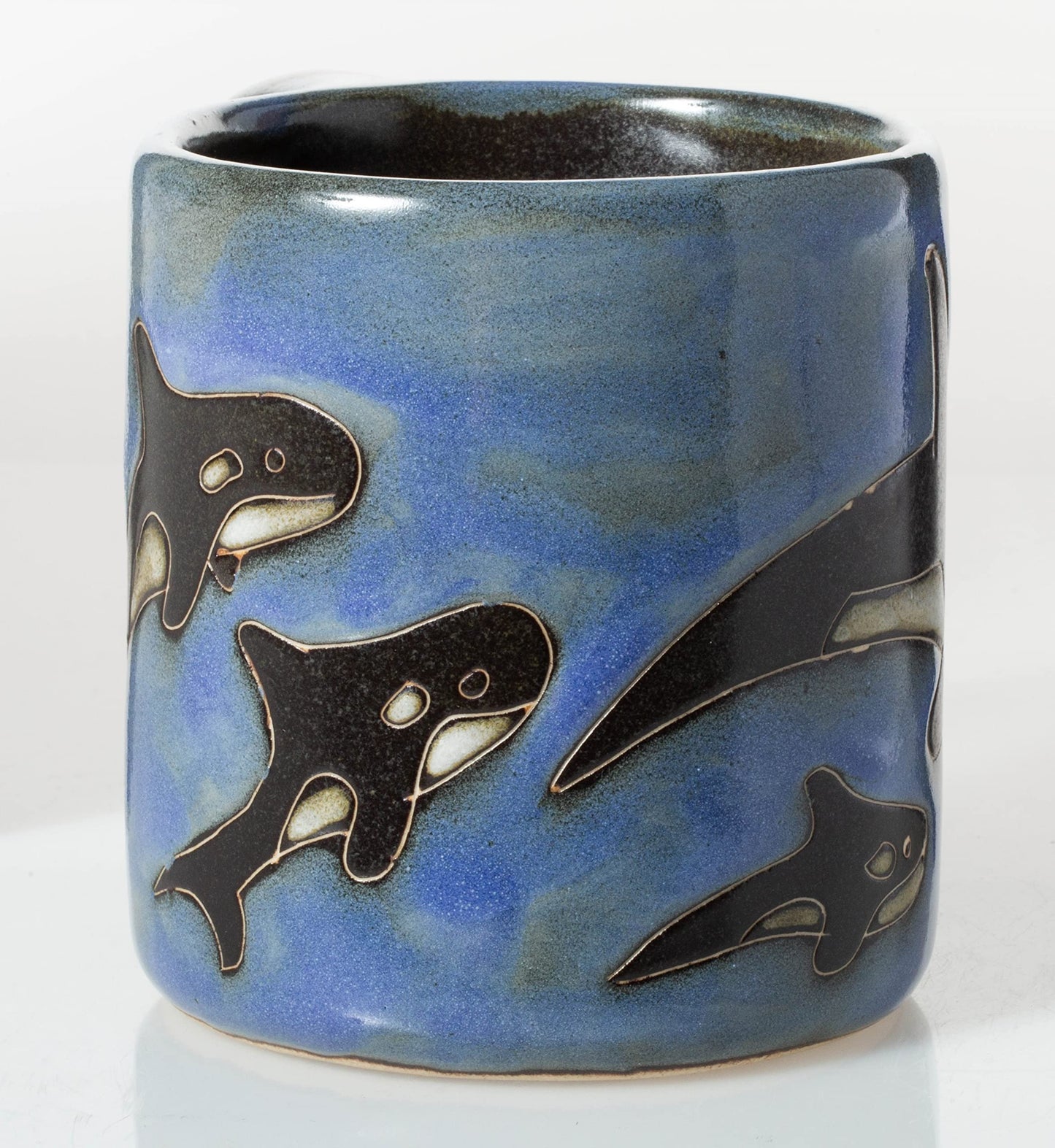 Mara Stoneware Blue Orca Killer Whale Design 16oz Handcrafted Coffee Tea Mug