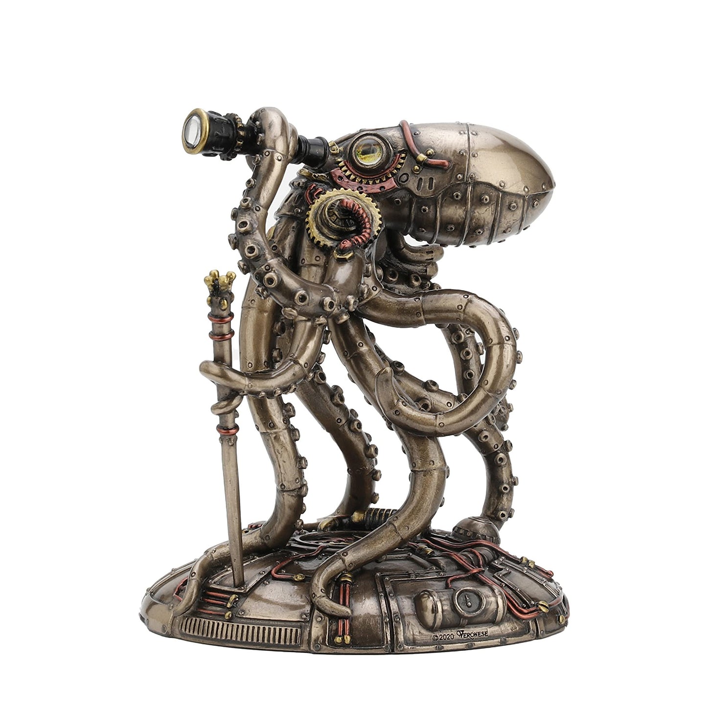 Veronese Design 6 3/4 Inch Tall Steampunk Space Alien Octopus Cold Cast Bronzed Resin Sculpture