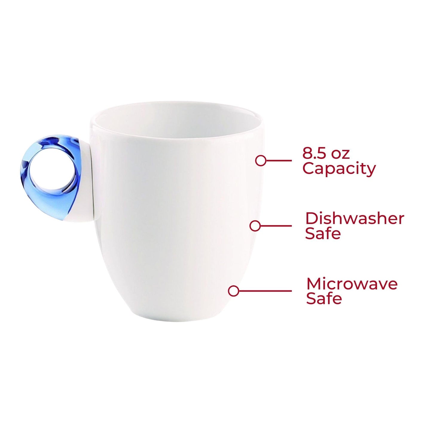 Guzzini Everyday Mug with Handle - Violet, Porcelain & Plastic - BPA-Free Microwave & Dishwasher Safe, Novelty Coffee Mug, Tea Cup, Juice, Water Cup - Daily Use All Occasions