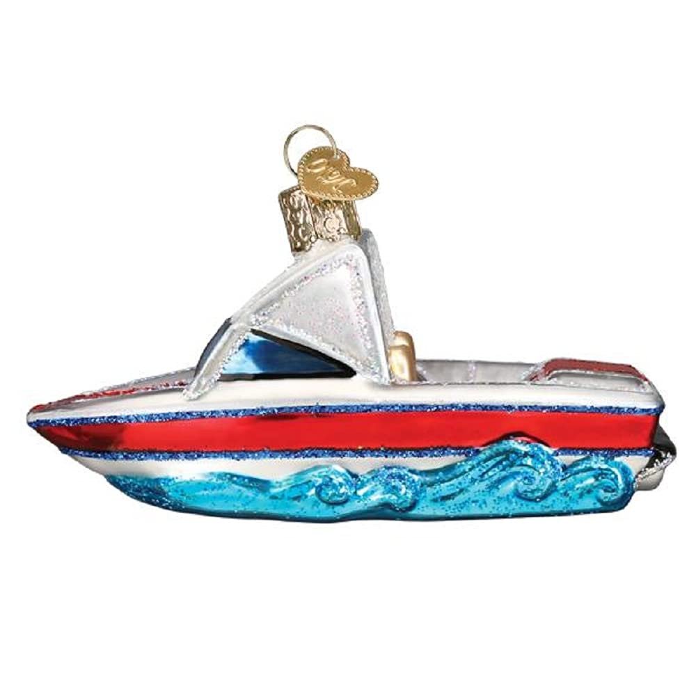 Old World Christmas Ornaments Ski Boat Glass Blown Ornaments for Christmas Tree