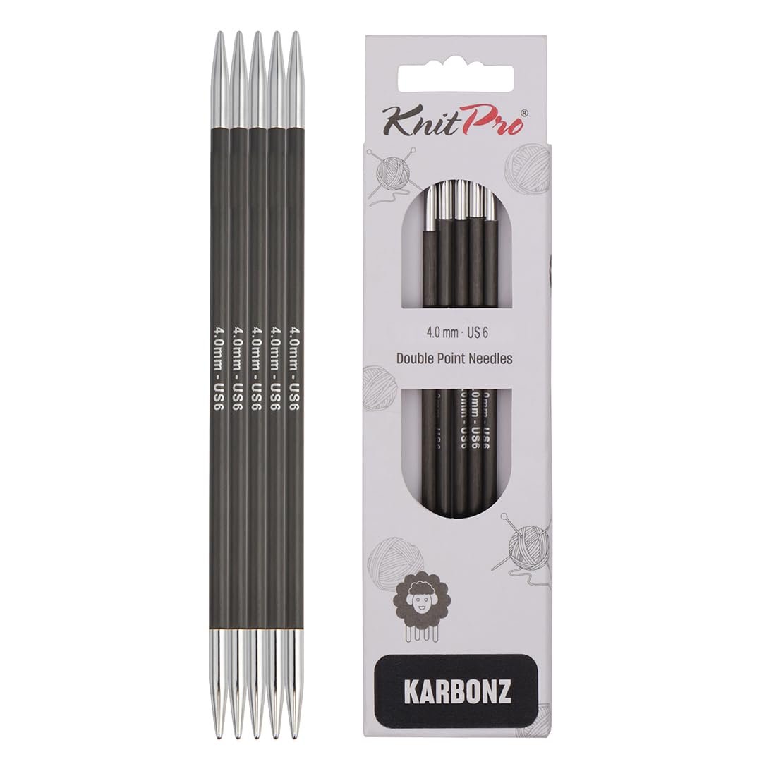 KnitPro 15 cm x 1 mm Karbonz Double Pointed Needles