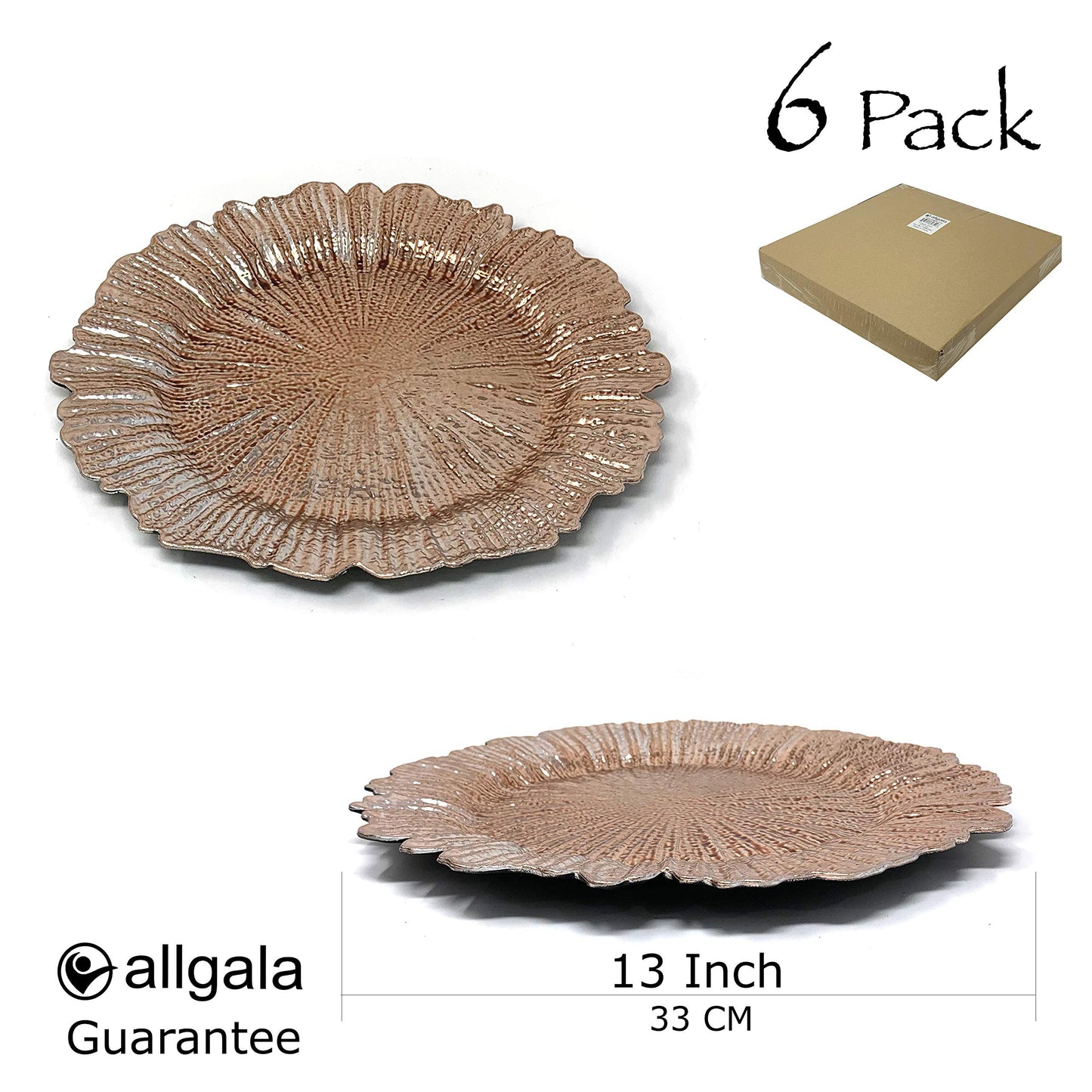 allgala Heavy Quality Round Charger Plates - Elegant Gold Chargers for Dinner Plates