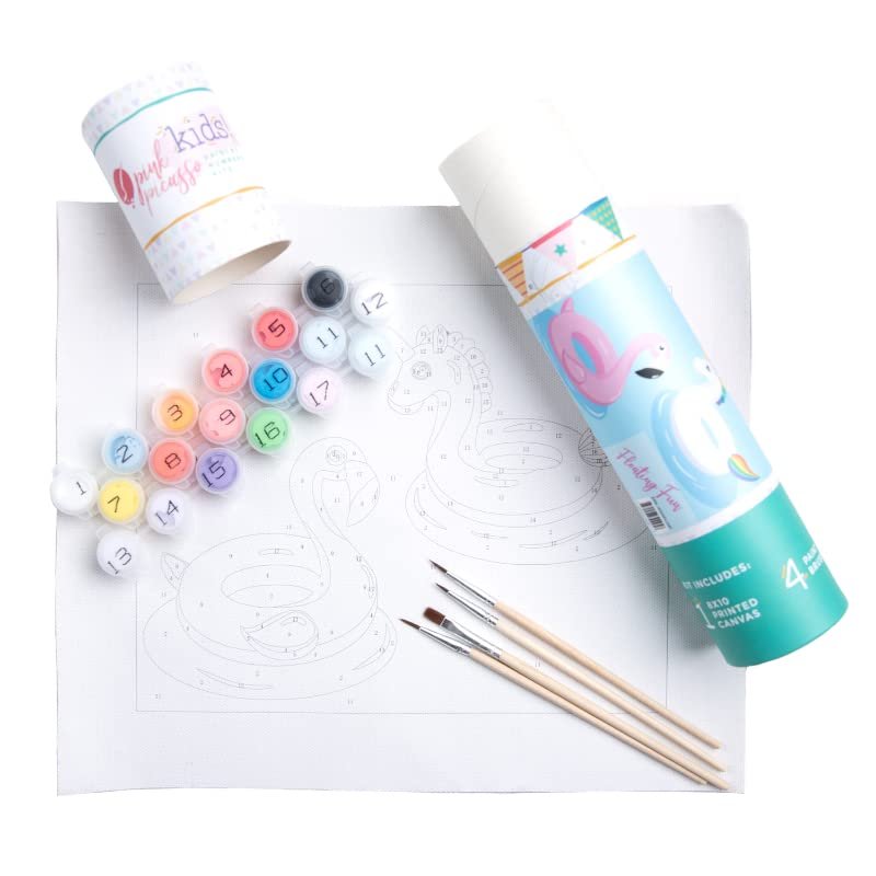 Pink Picasso Kits Paint by Number for Kids | DIY 8x10 Beginner Color by Numbers Canvas Painting Art Kits | Delicious Doughnuts