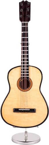 Broadway Gifts Miniature Wooden Classic Steel String Guitar Music Box and Black Case - Plays Hey Jude