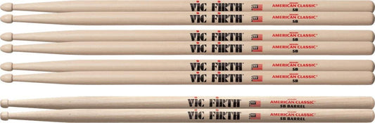 Vic Firth 5B 3-Pack with FREE 5B Barrel Tip
