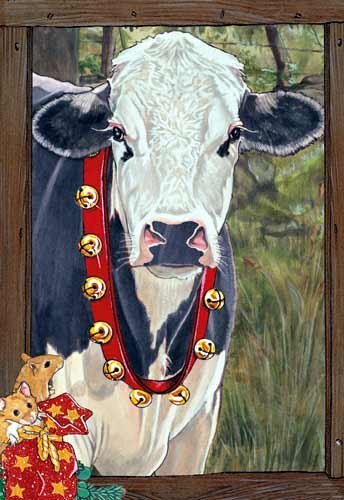 Cow Holstein Black and White Cow Christmas Cards Set of 10 cards & 10 envelopes