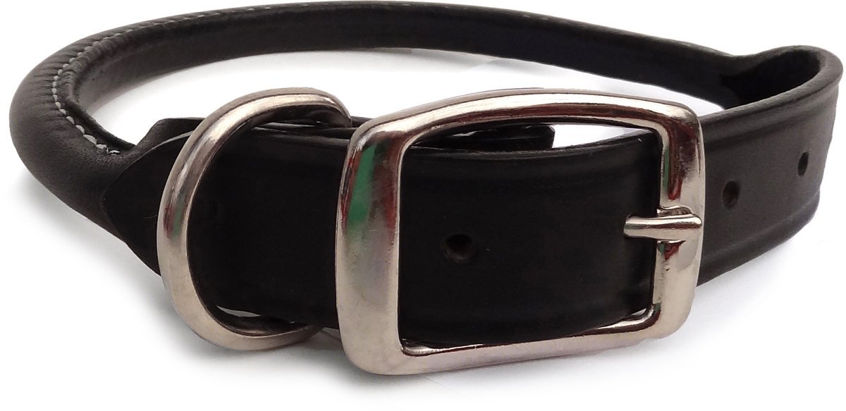 Rolled Leather Collar, Classic Rounded Edges with a Nickel-Plated Buckle, A Festive Choice for Small, Medium and Large Dogs, Made in The USA