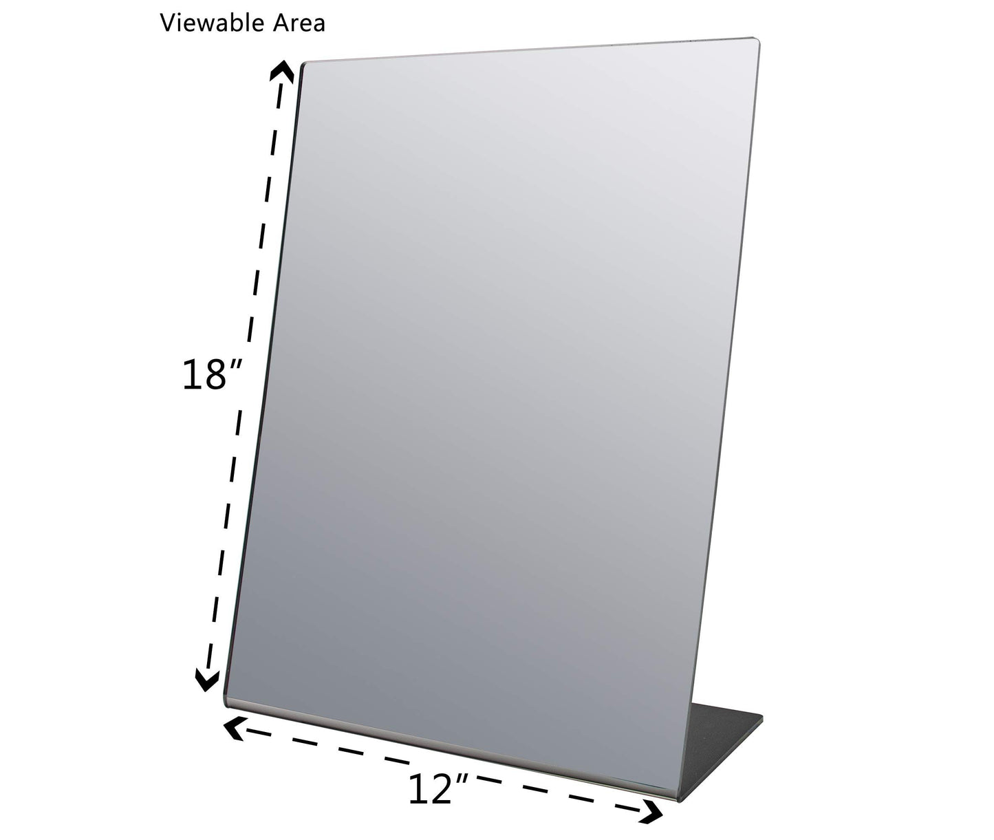 Marketing Holders Acrylic Easel Mirror 12" x 18" Slant Back Lightweight Plexiglass Countertop Stand Perfect for Professional and Home Use Makeup or Hair Styling
